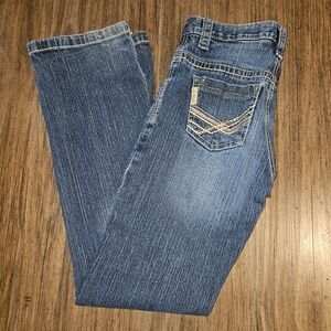 Cinch Adjustable Waist Kids Classic Blue Jeans with Stitch Detail Sz 14